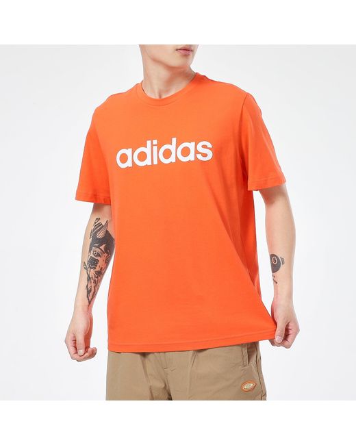 Adidas Orange Neo Athleisure Casual Sports Round Neck Breathable Short Sleeve for men