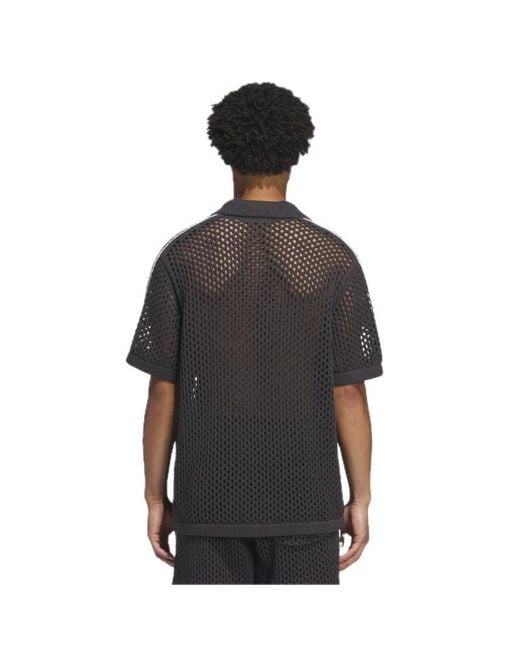 Adidas Black X Clot Fw24 Crochet Polo Shirt Asia Sizing 'Carbon' for men