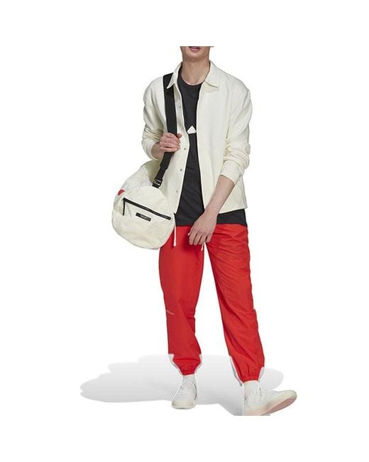 Adidas White Solid Color Logo Single Breasted Lapel Long Sleeves Jacket for men