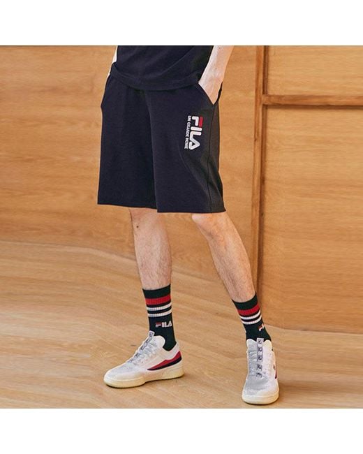 Fila Blue Logo Embroidered Casual Knit Shorts for men