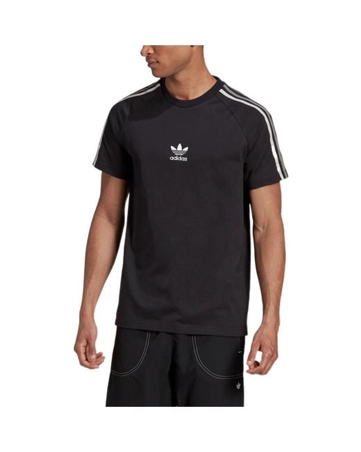 Adidas Black Originals Stripe Logo Micro Mark Round Neck Casual Short Sleeve for men