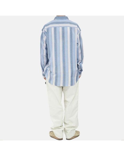 Stussy Blue Wide Striped Shirt for men