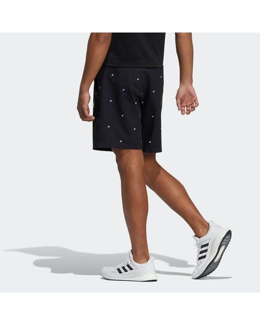 Adidas Black Fi Short Aop Logo Printing Athleisure Casual Sports Shorts for men