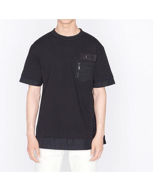 Dior Black X Sacai Crossover Fw21 Large Cotton Short Sleeve T-Shirt for men