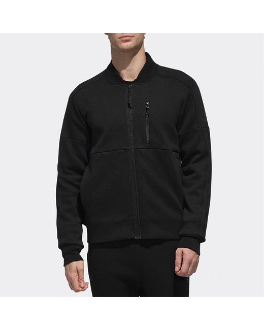 Adidas Black Solid Color Casual Sports Knit Zipper Jacket for men