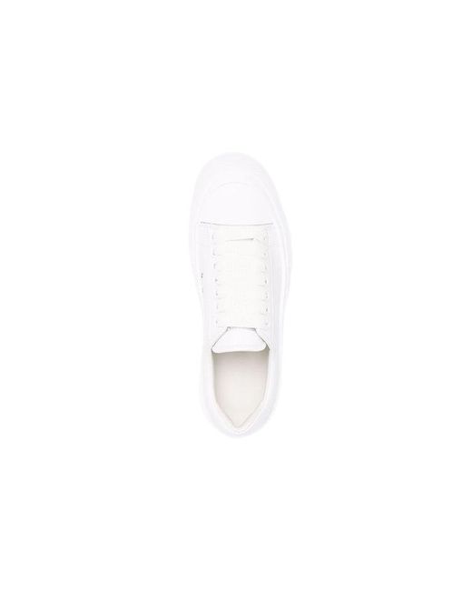 McQueen White (Wmns) Deck Plimsoll Lace-Up Sneakers