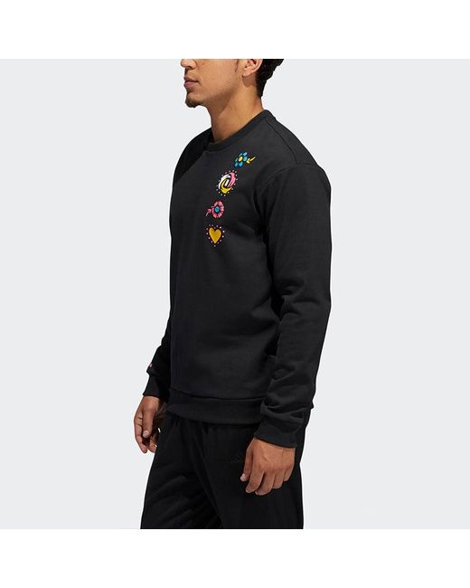 Adidas Black Printing Round Neck Sports Pullover for men