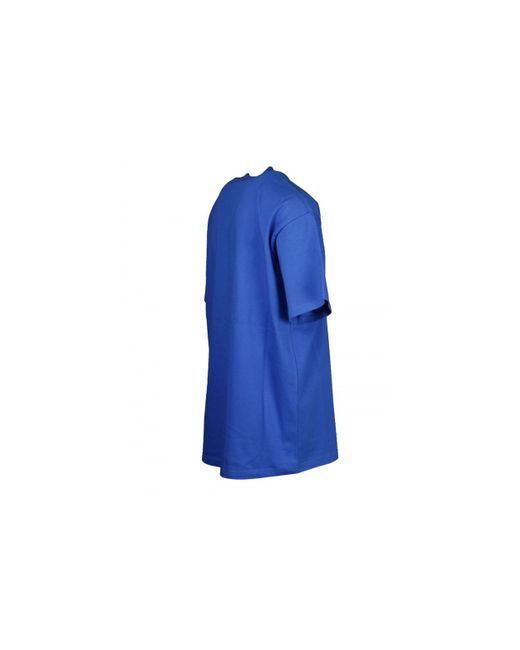 Balenciaga Blue Small Logo Print Cotton T-Shirt for men