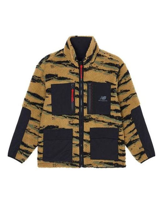 New Balance Black Reversible Fleece Stay Warm Logo Sports Stand Collar Jacket for men