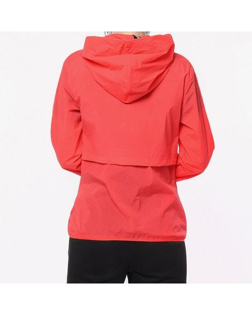 Adidas Red (Wmns) Plaid Applique Windtight Hooded Jacket Coat