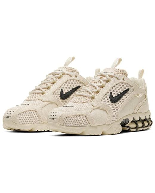 Nike White X Stussy Air Zoom Spiridon Caged 2 'Fossil' for men