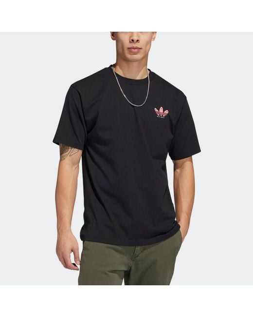 Adidas Black Originals Hj G Ss Tee Pattern Sports Round Neck Short Sleeve for men