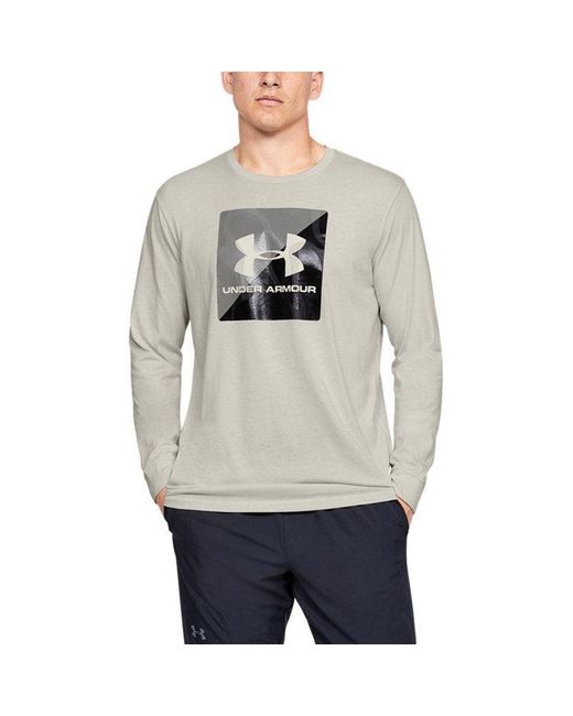 Under Armour Gray Half Logo Training Sports Long Sleeves T-Shirt for men