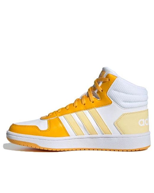 adidas Neo Hoops 2.0 Mid White/yellow | Lyst