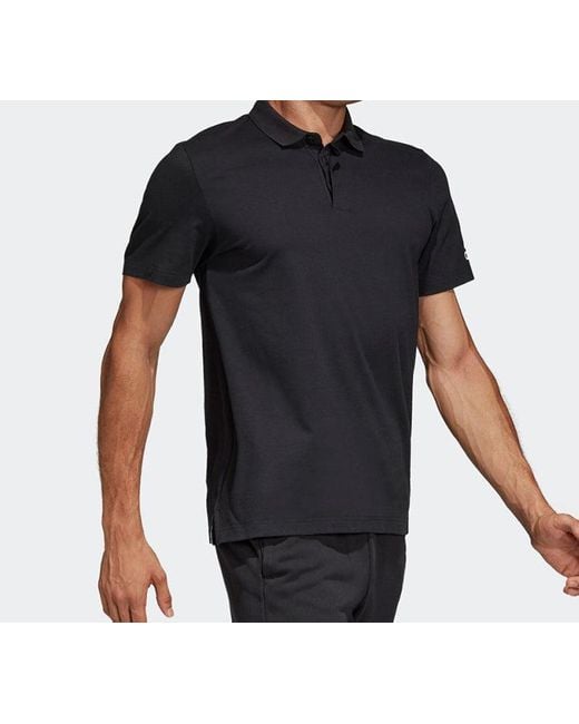 Adidas Black Mh Plain Casual Sports Short Sleeve Polo Shirt for men