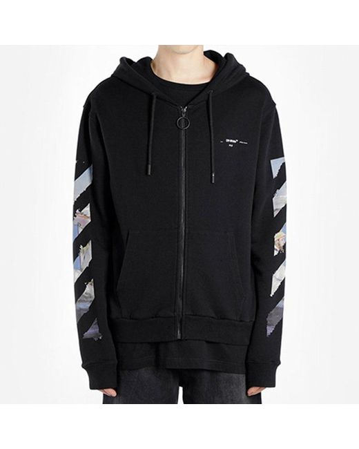 Off-White c/o Virgil Abloh Black Diagonal Arrow Print Zipped Cotton