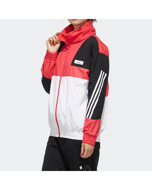 Adidas Red (Wmns) Neo Printing Hooded Jacket