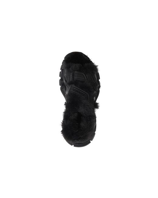Balenciaga Black (Wmns) Track Sandals 'Fake Fur'