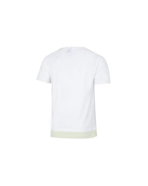 Adidas White Colorblock Athleisure Casual Sports Short Sleeve T-Shirt for men
