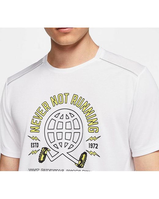 Nike White Miler Wild Run Earth Printing Short Sleeve for men