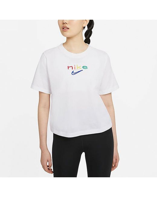 Nike White (Wmns) Dri-Fit Boxy Embroidery Logo Short Sleeve
