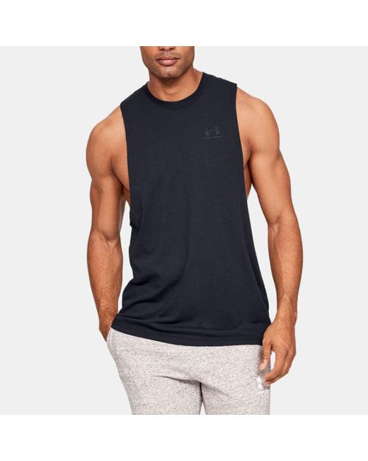 Under Armour Blue Sportstyle Left Chest Cut-Off Tank Top for men