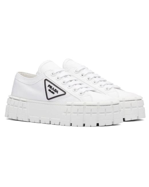 Prada White (Wmns) Double Wheel Re-Nylon Gabardine Sneakers