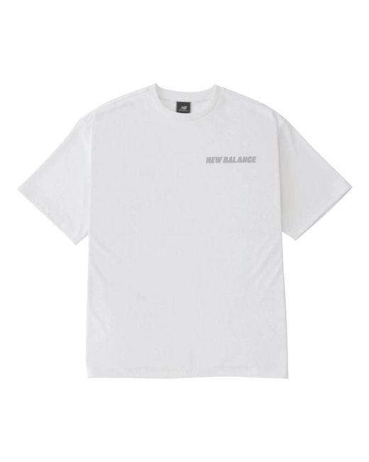 New Balance White Met24 Reflection Nb Logo T-Shirt for men