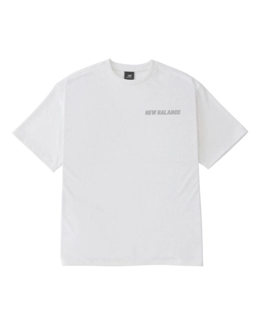 New Balance White Met24 Reflection Nb Logo T-shirt for men