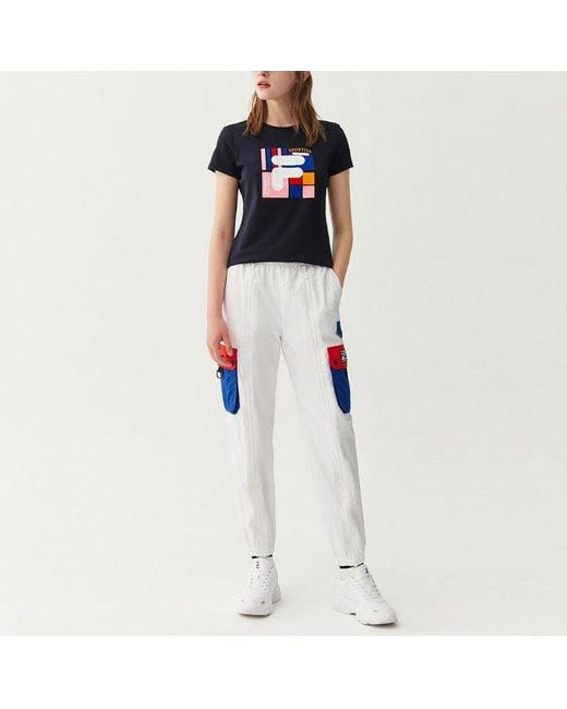 Fila Blue (Wmns) Cotton Casual Short Sleeve