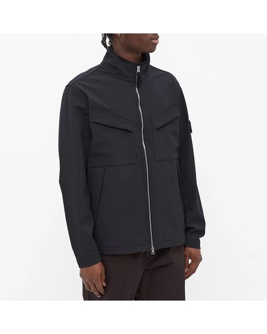 Stone Island Blue Soft Shell-R Jacket for men