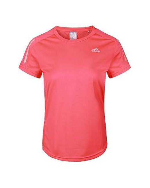 Adidas Pink (Wmns) Own The Run Tee Casual Sports Round Neck Breathable Short Sleeve