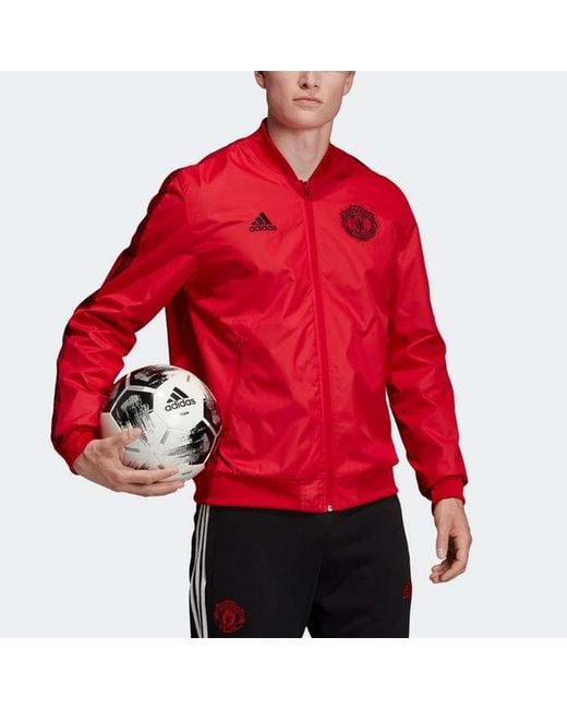 Adidas Red Soccer/Football Manchester United Long Sleeves Zipper Jacket Sports for men