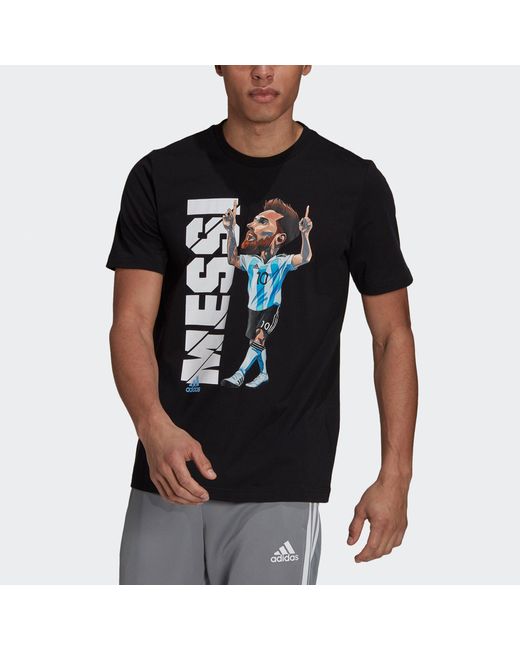 Adidas Black Messi Icon T M Soccer/Football Sports Short Sleeve for men