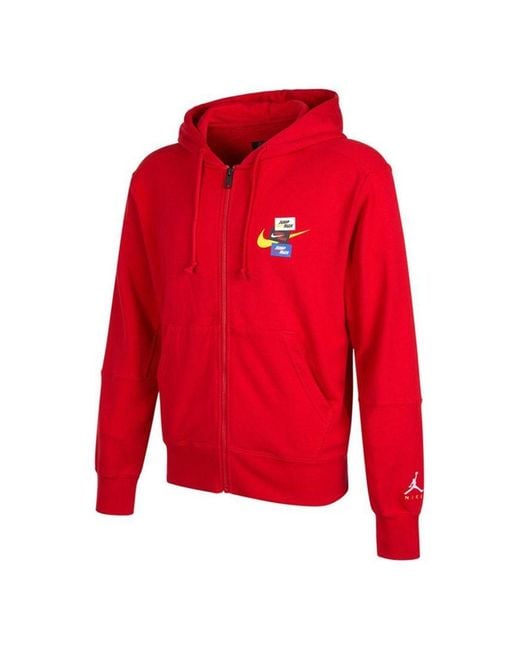 Nike Red Woven Label Logo Sports Hooded Jacket for men