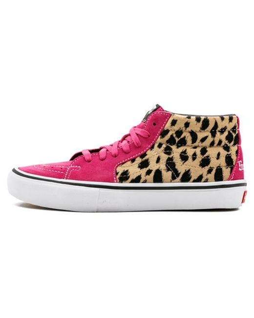Vans Pink Supreme X Sk8-Mid Pro 'Cheetah Velvet' for men