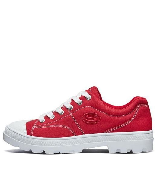 Skechers Red (Wmns) Roadies Low-Top Canvas Shoes