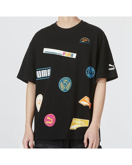 PUMA Black Mix Badge Logo Tee for men
