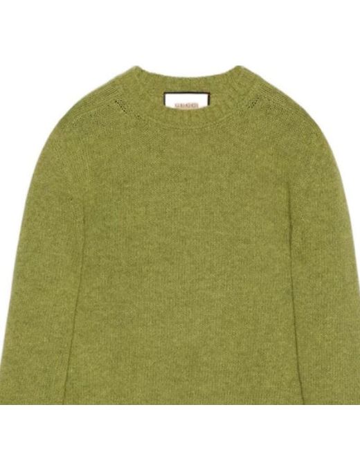 Gucci Green Logo Embroidery Wool Sweater for men