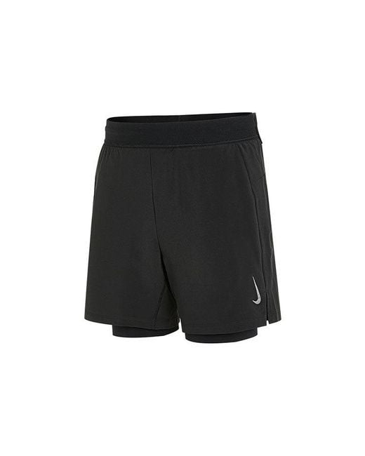 Nike Black Yoga 2-In-1 Athleisure Casual Sports Woven Training Shorts for men