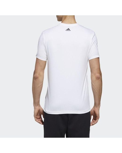 Adidas White Minimalistic Logo Solid Color Short Sleeve for men