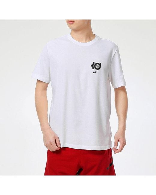 Nike White Dri-Fit Kd Durant Printing Sports Round Neck Basketball Short Sleeve for men