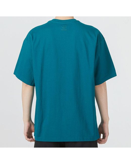 Adidas Blue Originals Y2K Tee 4 Element Large Logo Printing Athleisure Casual Sports Short Sleeve Couple Style for men