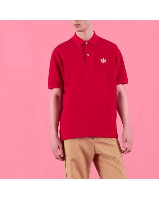 Gucci Red X Adidas Cotton Piquet Polo
