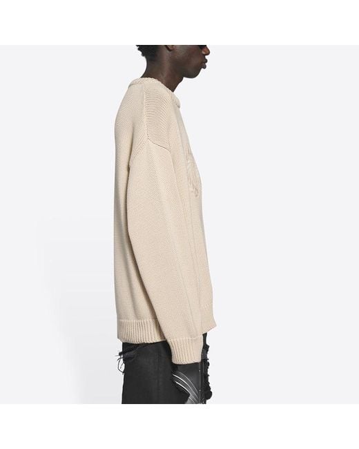 Balenciaga White Bb Laurel Crown Logo Crewneck Knitted Sweater