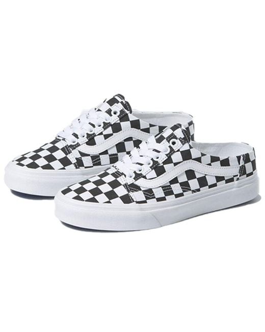 Vans White Checkerboard Old Skool Mule Chessboard for men