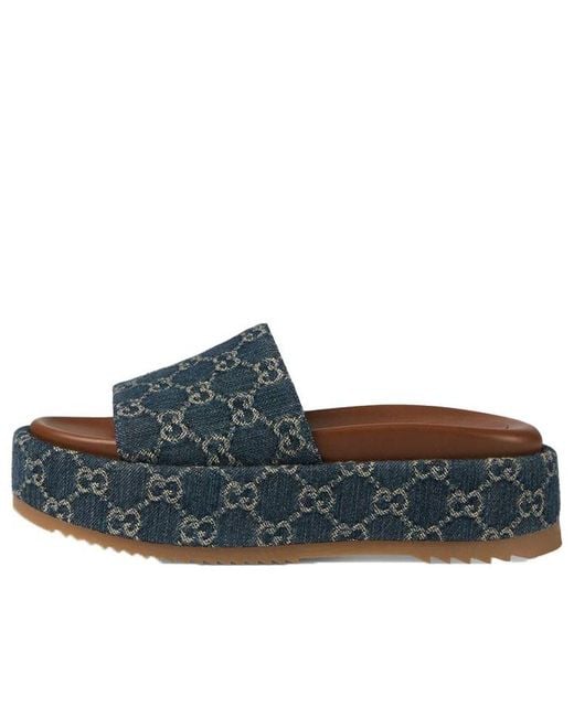 Gucci Blue (Wmns) Angelina Platform 55 Mm Sandal 'Jacquard Denim'