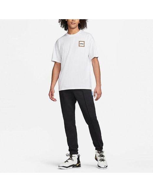 Nike White Back Stripe Pattern Printing Basketball Round Neck Casual Short Sleeve for men