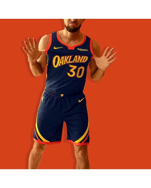 Nike Blue Nba Stephen Curry Golden State Warriors Jersey City Edition for men
