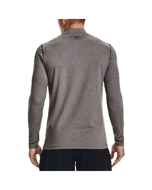 Under Armour Gray Coldgear Armour Fitted Mock Long Sleeve T-Shirt 'Charcoal Light Heather for men